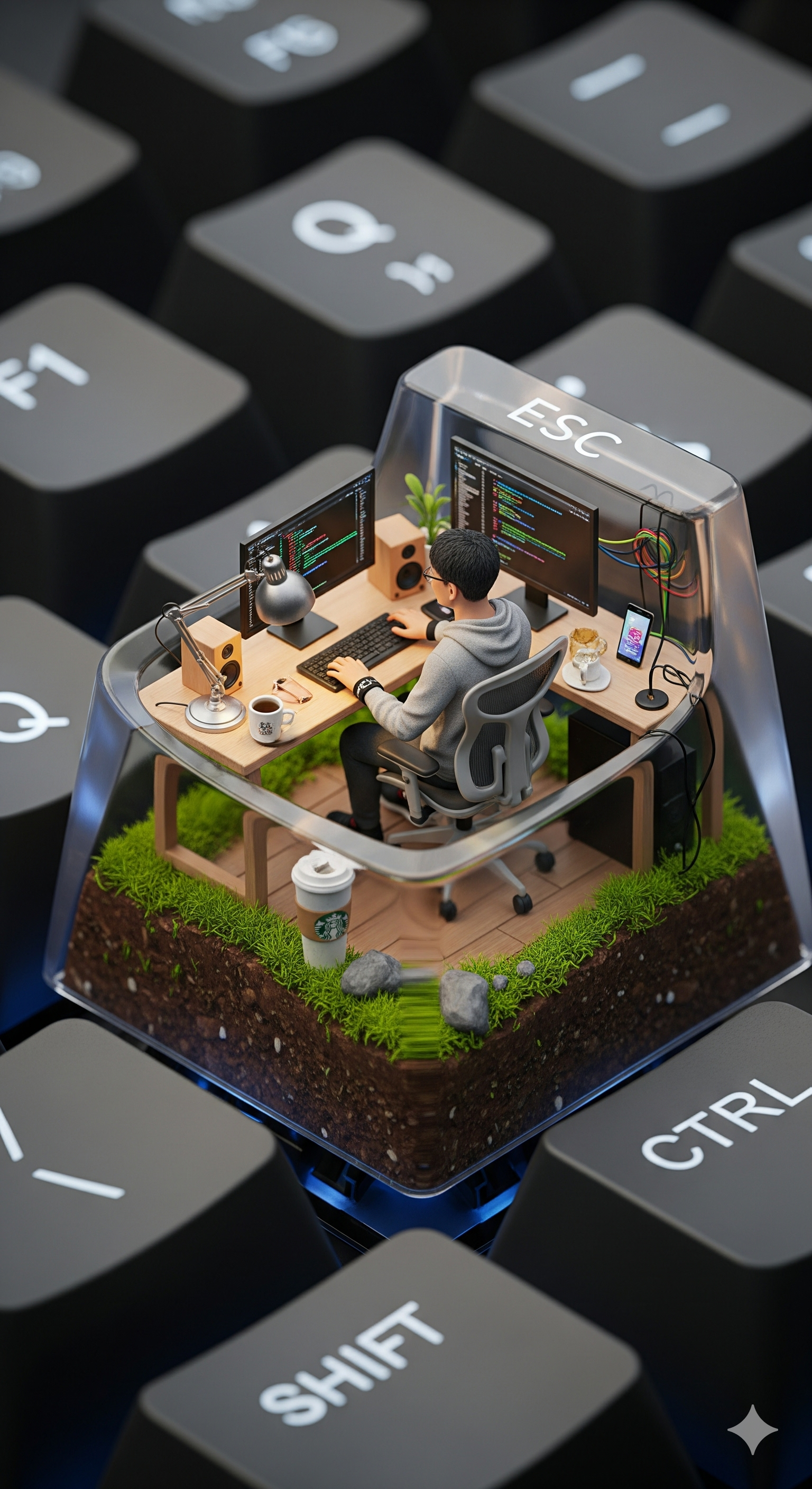 man in esc key
